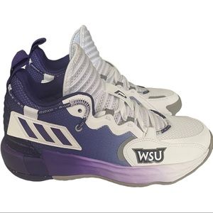 NEW Sz 7 Men's WSU Weber Adidas Dame 7 Extply Purple White Basketball GX3459.